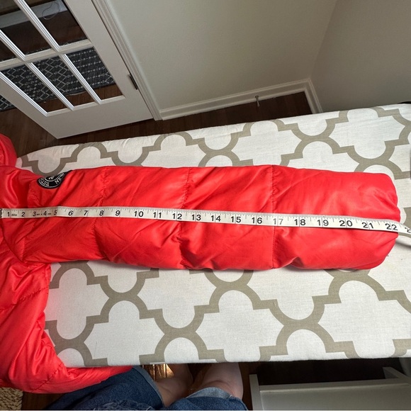 Abercrombie Fitch Kids Puffer Jacket Large Orange Hoodie Full Zip - Picture 9 of 10